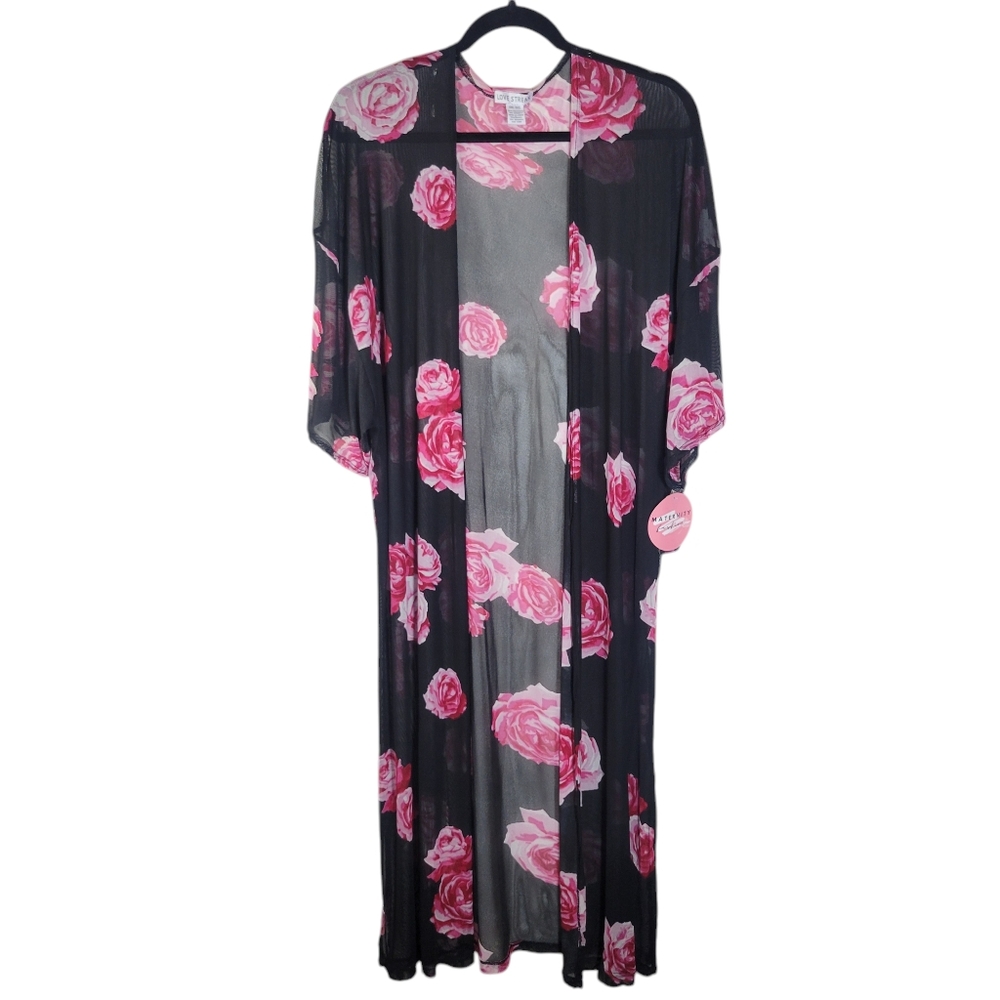 Love Streak black and pink floral kimono OS  New With Tags